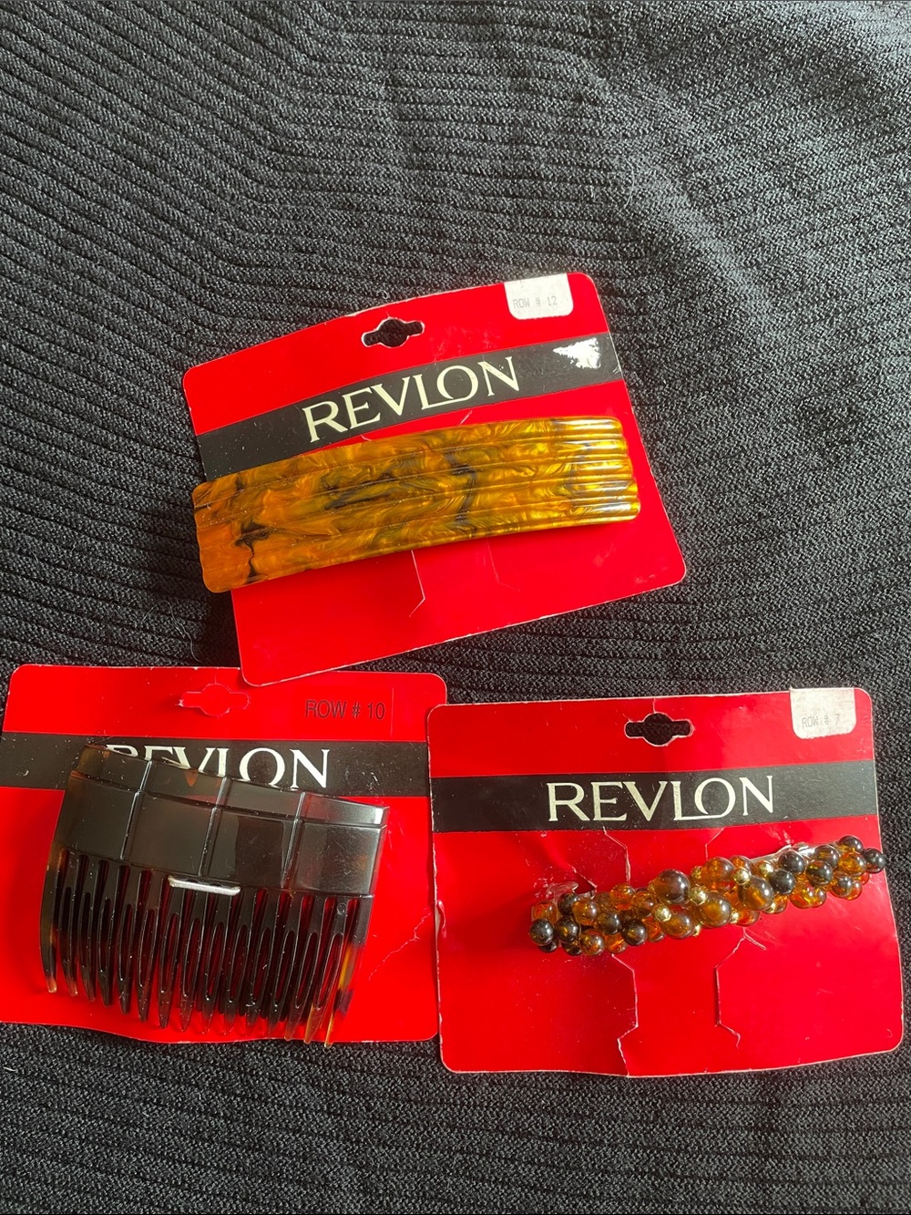 90s Vintage Dead-stock Revlon Hair Accessories in Amber Brown tortoiseshell